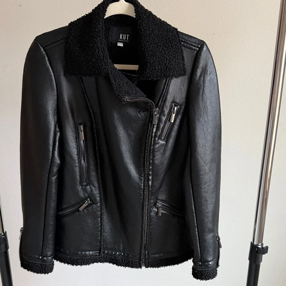 Kut from the Kloth Black Textured Leather Jacket - Picture 3 of 7